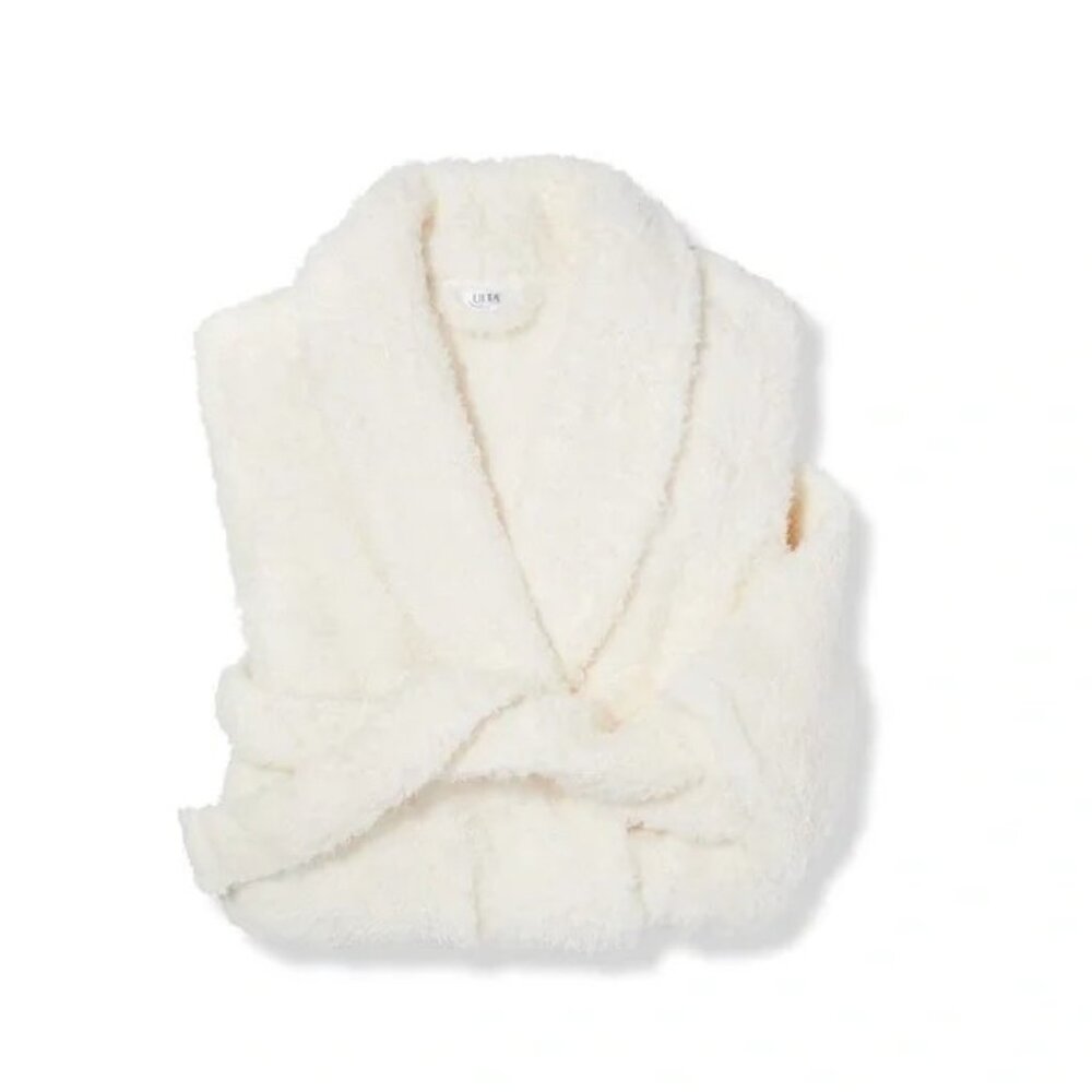 "NWT"‎ Ulta Beauty Ultra Plush Fluffy Soft Cozy Ivory Robe In Women's S/M